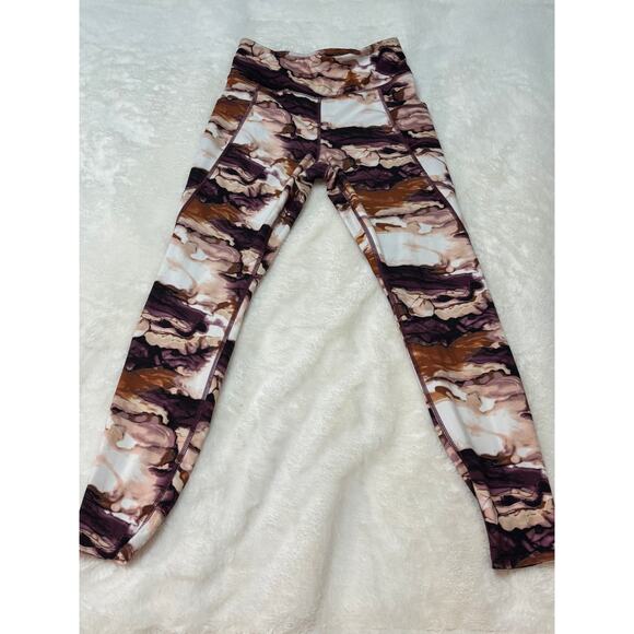 Avia Women's Fashion Performance Leggings with Side Pockets in Purple Print - Picture 2 of 5